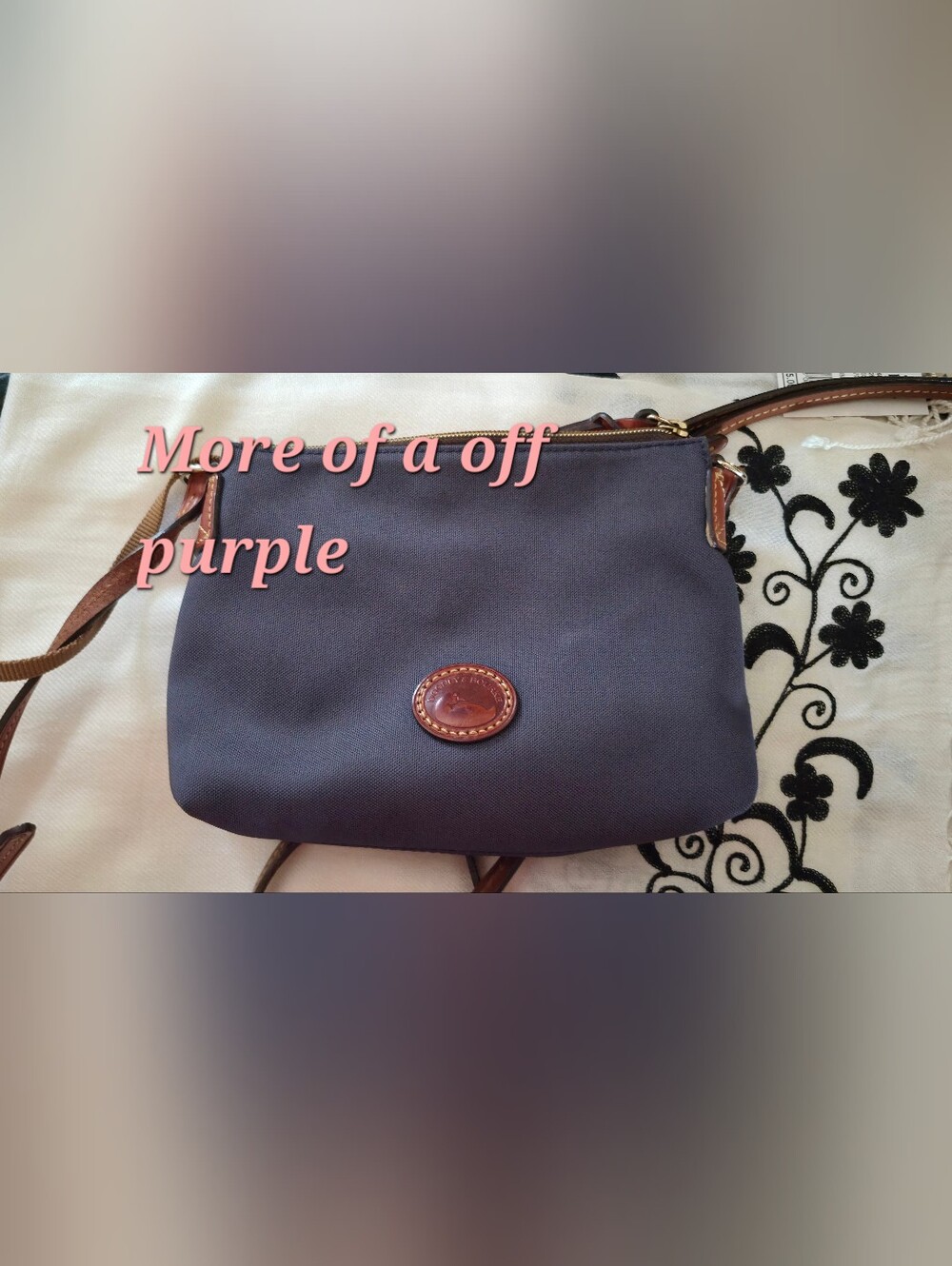 Dooney & Bourke Off-Purple Crossbody with Leather Trim
